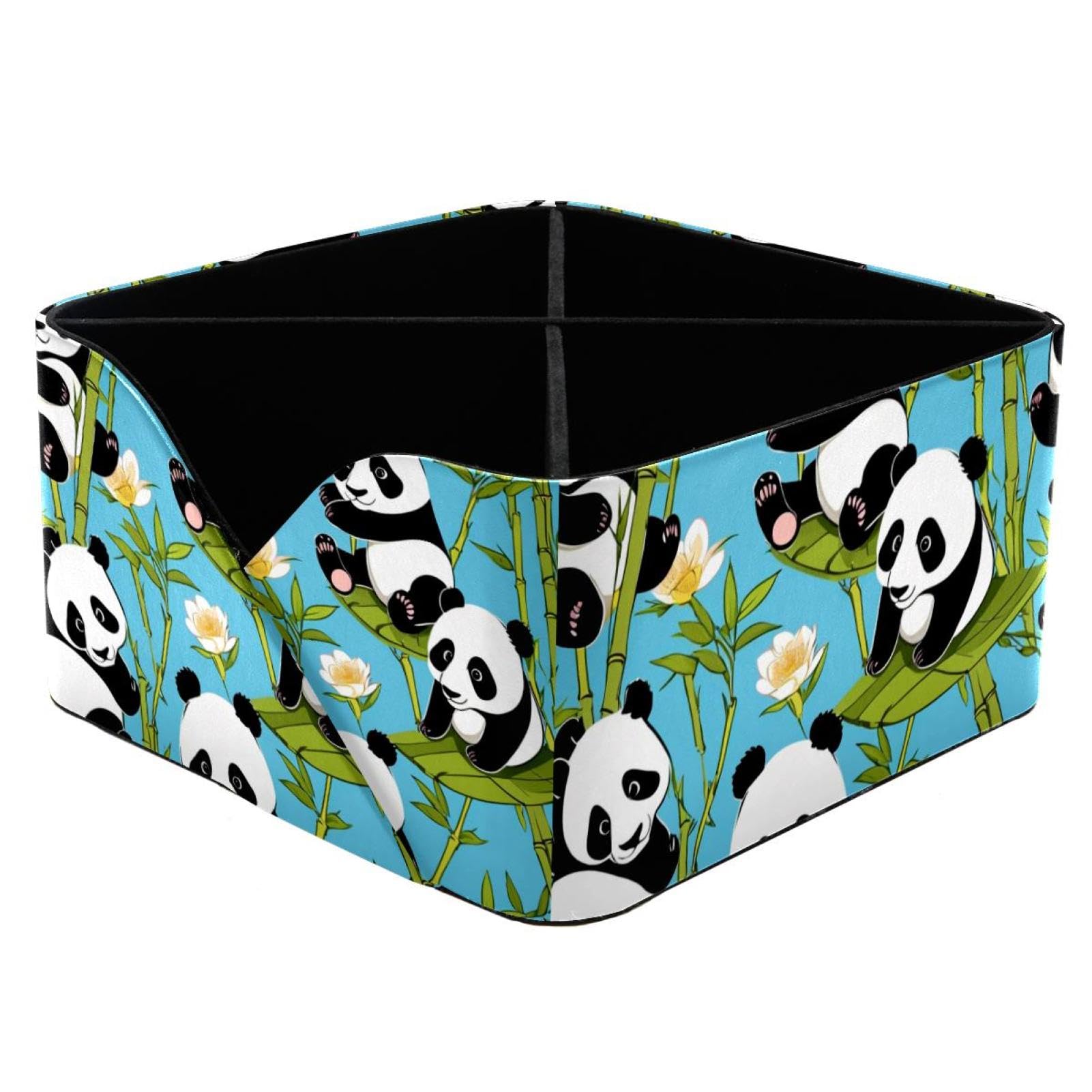 Porte-stylo rectangulaire panda bleu pour organisation bureau enfant