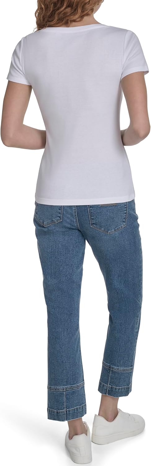 Nautica Women's Short Sleeve Solid Cotton Scoop Neck T-Shirt