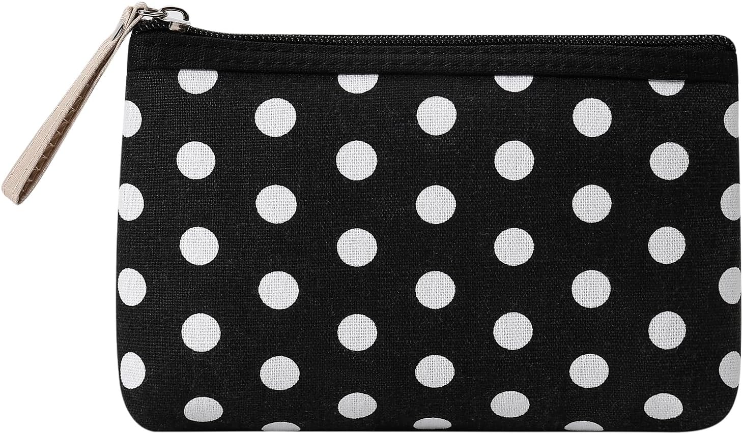 uekeboag Small Polka Dot Canvas Makeup Bag for Purses(01Black)