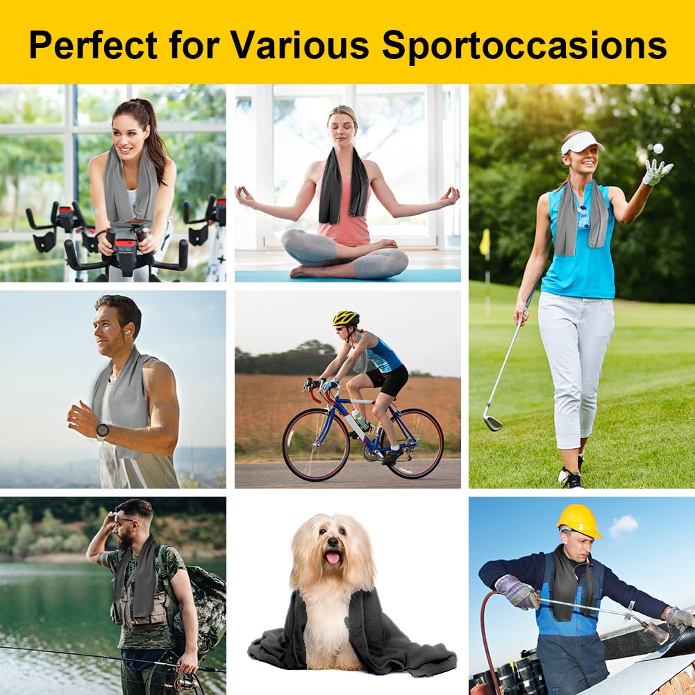 flintronic Kühlendes Handtuch, Kühltuch Set, Mikrofaser-Handtuch, Cooling Towel, Eishandtuch, Schnell Trocknendes Eishandtuch für Golf, Reisen, Wandern, Fitnessstudio, Yoga, Workout