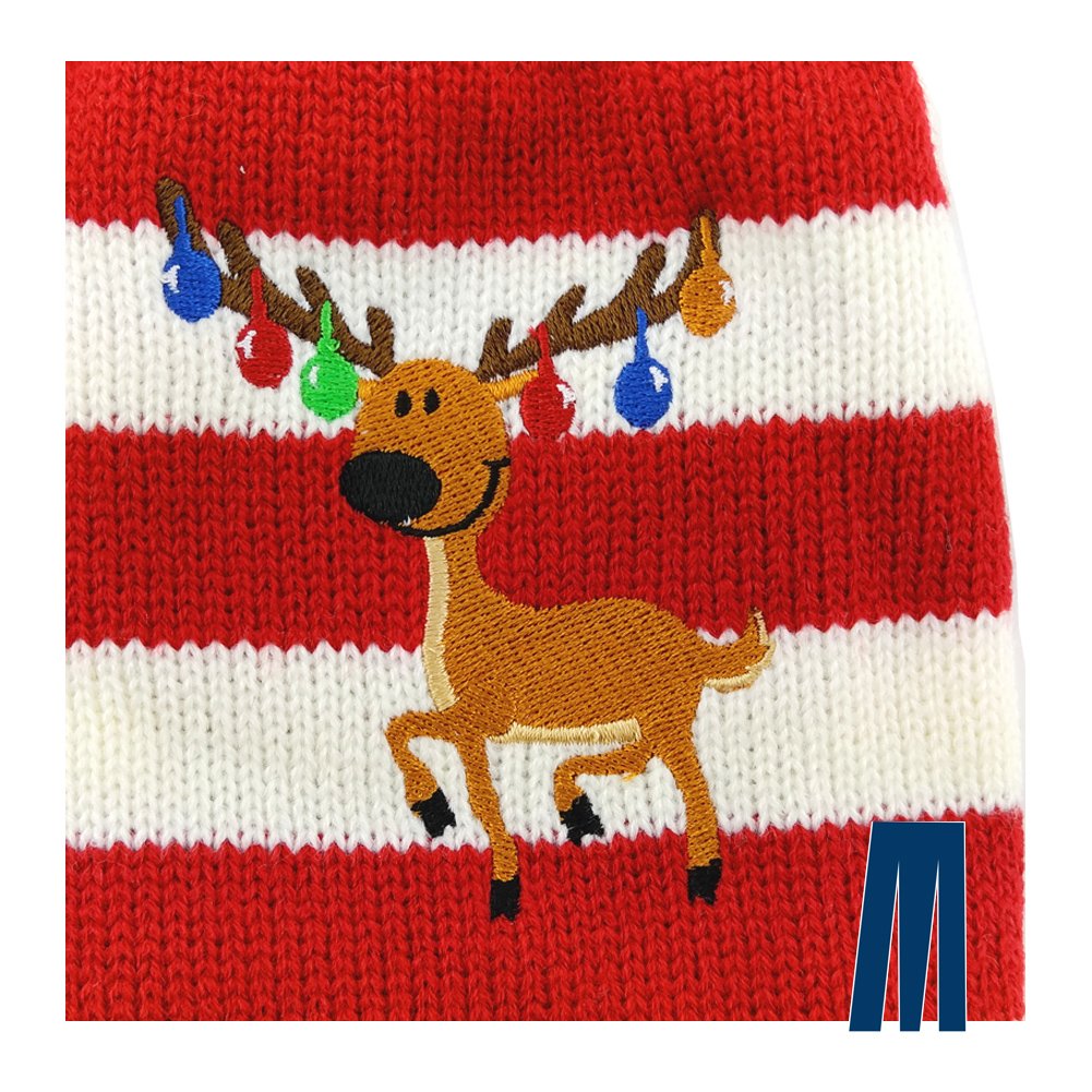 Mikayoo Ugly Sweater Für Kleine Hunde/Katzen – Weihnachtspulli Mit Elch-Motiv & Glöckchen, Rot, Größe S