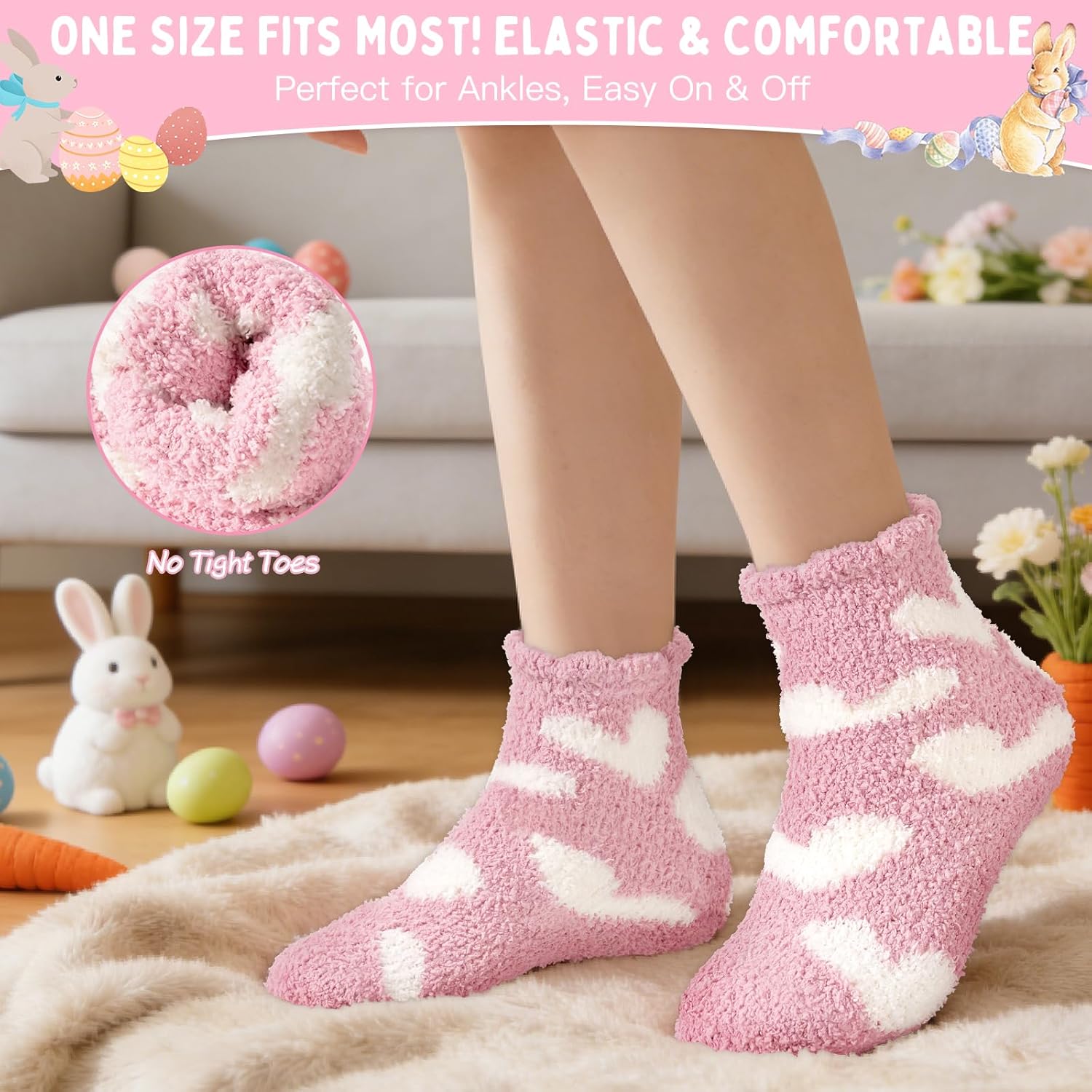 Easter Gifts for Women & Teens, Prefilled Easter Basket Stuffers Essentials for Adults & Teen Girls with Bunny Glass Cup, Scented Candle, Socks & Bracelets