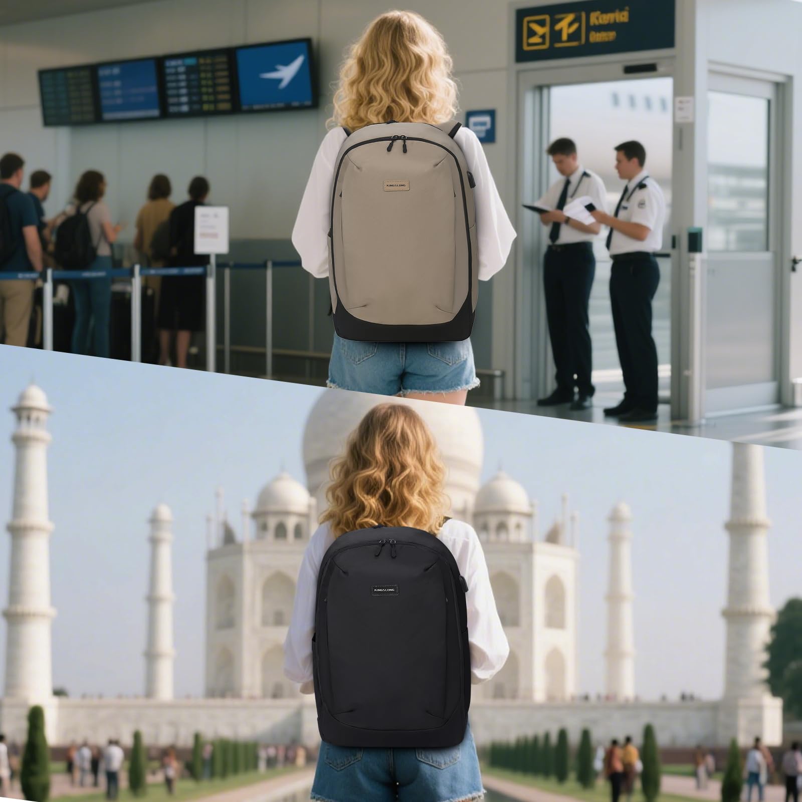 KINGSLONG Sac a Dos Sous Vides: 65L RÉSISTANT À L'EAU Sac de Voyage Vide COMPACT PROTECTION LAPTOP 17.3'' Pome Incluse IDÉAL Avion/EASYJET/RYANAIR ÉTanche Sac à Dos Business Outdoor Hiking Noir