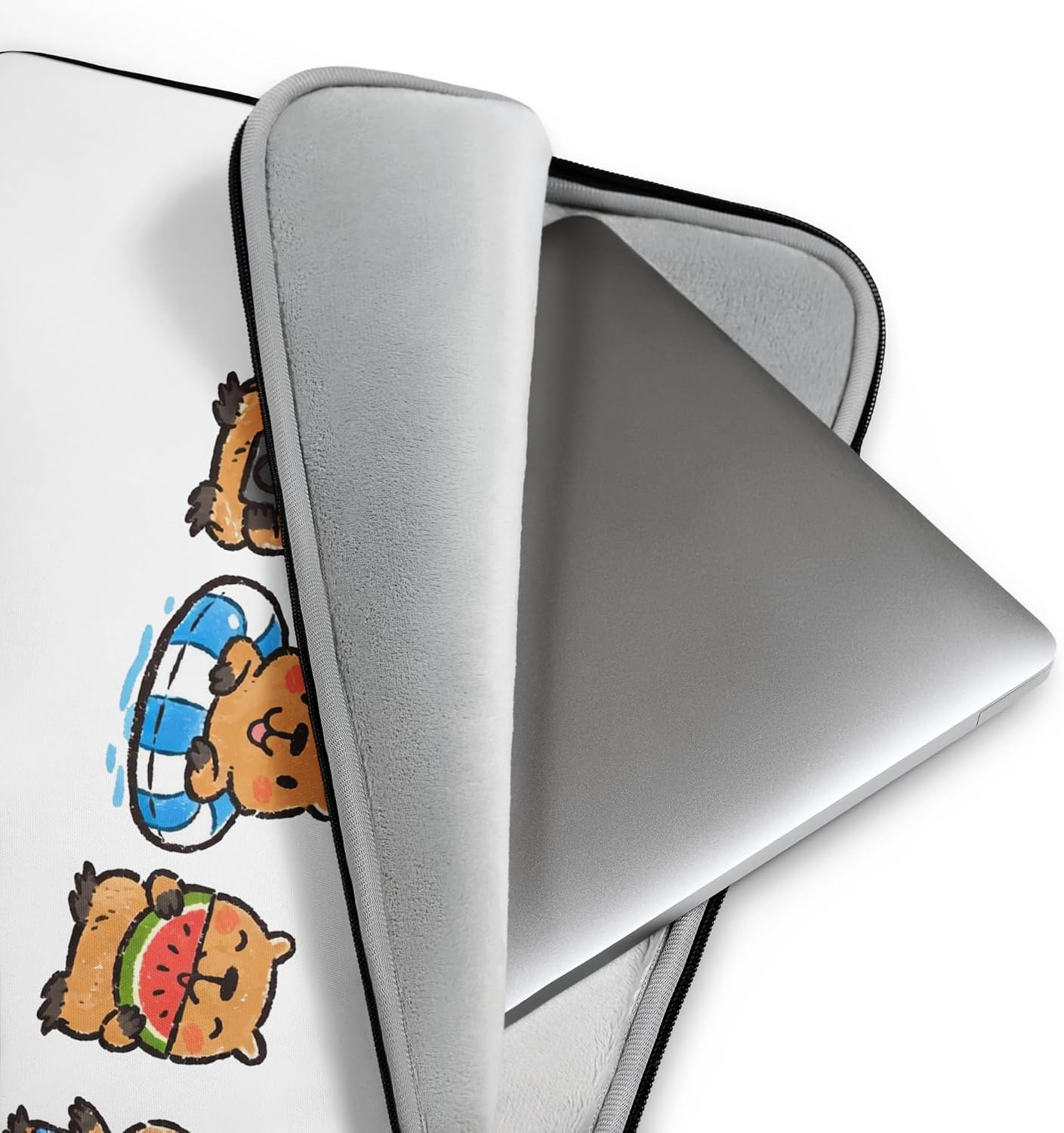 Cute Capybaras in a Row Squad Funny Summer Vacation Vibes Graphic Laptop Sleeve image 2