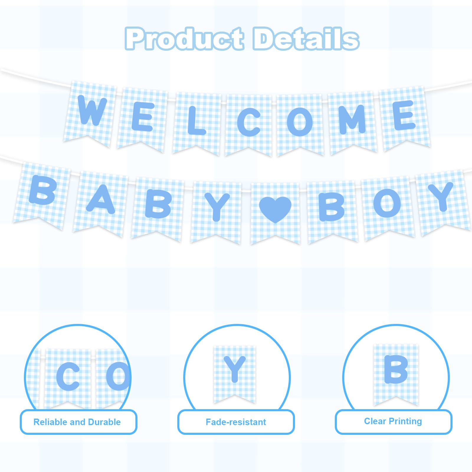 2pcs Welcome Baby Boy Banner - Image 3