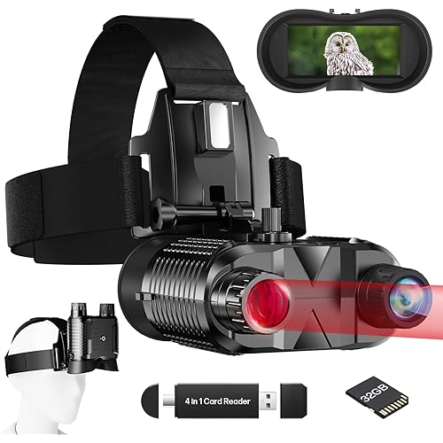 AILNJUC Head-Mounted Night Vision Goggles - Hands Free Rechargeable 1312FT Digital Infrared Night Vision Binoculars for Adults,8xDigital Zoom,Compatible with Fast MICH Helmet,Military Tactical Hunting