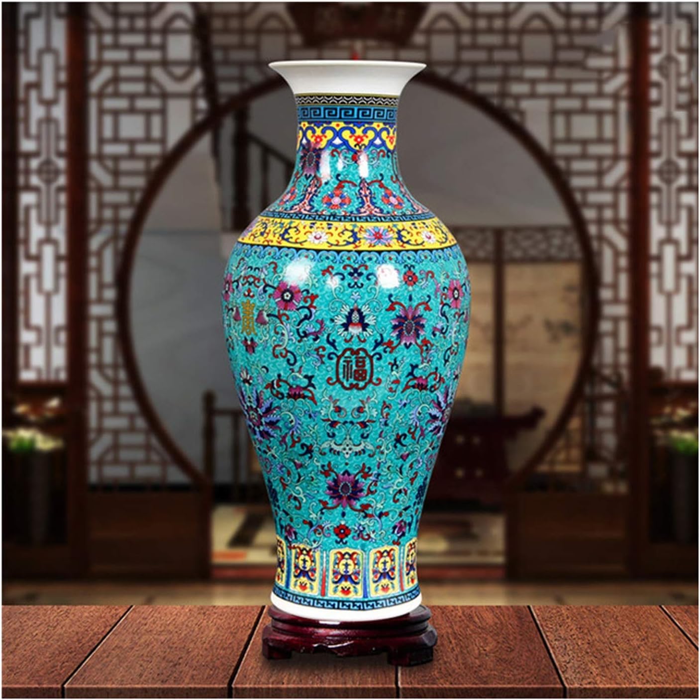 Vase Tabletop Jingdezhen Antique Enamel Large Floor Ceramic European Style Chinese Style TV Decoration Cabinet