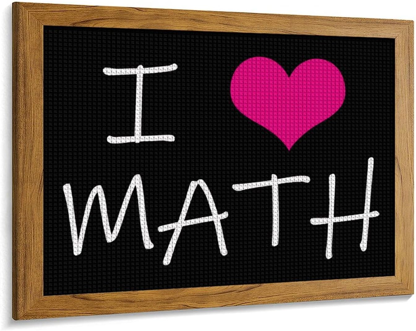 I Love Math Printed Diamond 5D Painting Kits DIY Full Drill Crafts for Home Wall Decor 16x20 Inch Yellow Wood 50 * 40cm