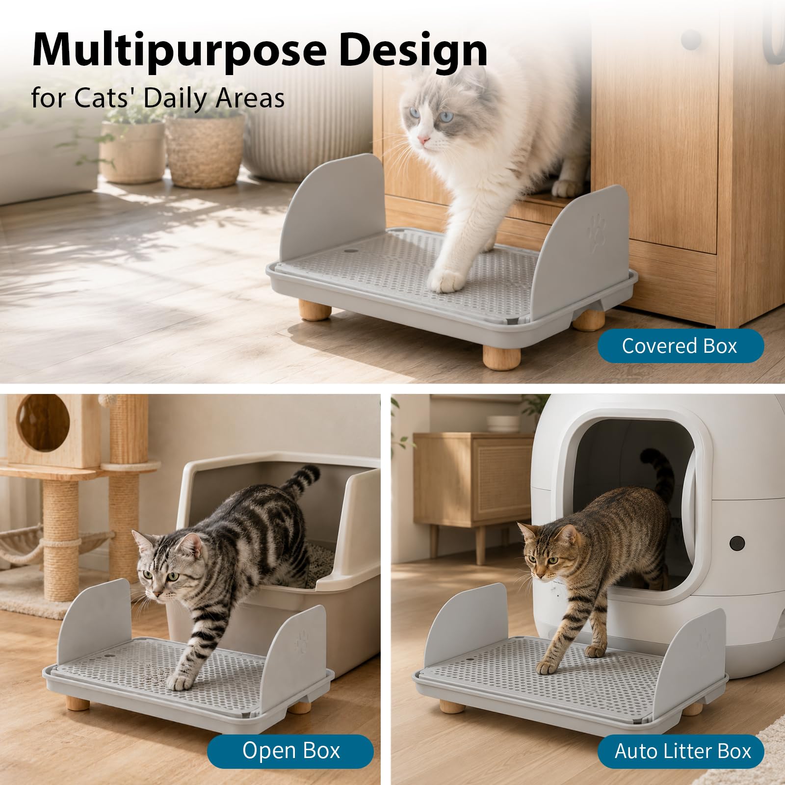 Katzenstreu-Rampe mit Auffangfunktion – Universelle Einstiegshilfe für Kätzchen und ältere Katzen – Leicht zu reinigende Katzentoiletten-Trittstufe – Katzentoiletten-Rampe – Cat Litter Box Step