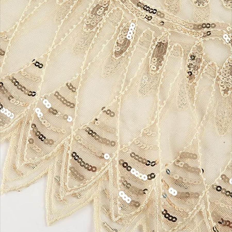 Metme Women's 1920s Scarf Wraps Sequin Deco Fringed Wedding Cape Evening Shawl Vintage Prom - Image 2