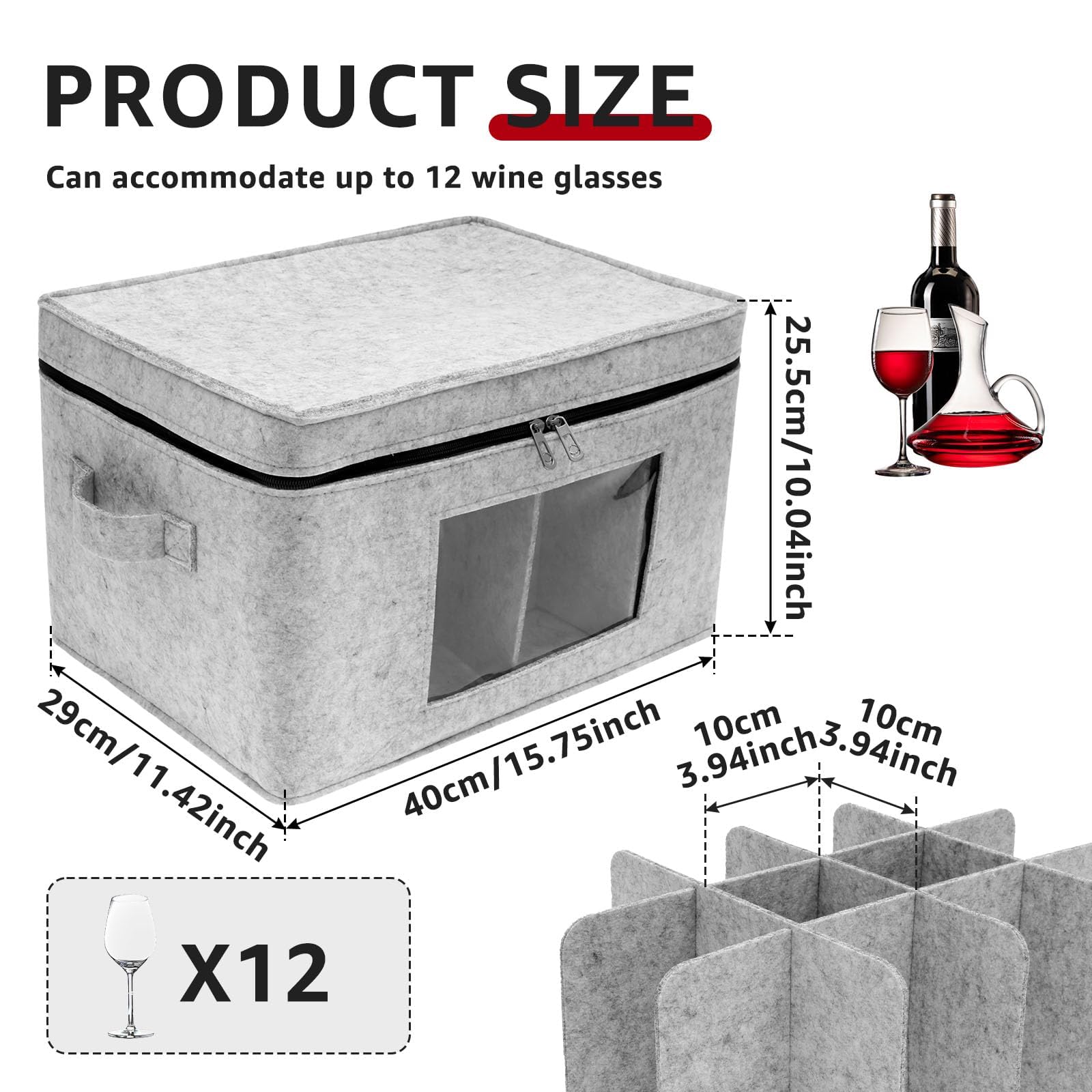 Confezione da 2 contenitori per bicchieri da vino con divisori, contenitori per calici per imballaggio e trasloco, contenitori per 24 bicchieri di cristallo, bicchieri da vino, bicchieri da bevande