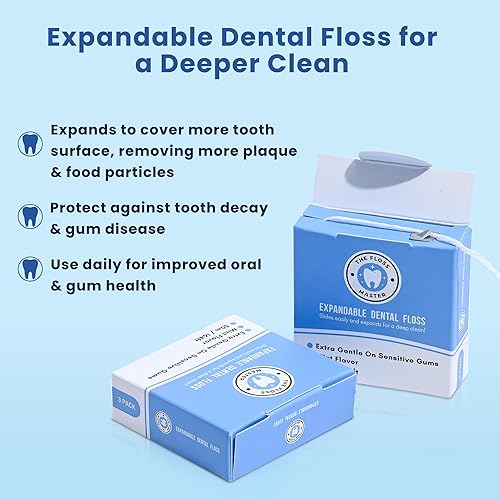 Miniatura 5 de Paquete de 3 unidades de hilo dental expandible I Dispensador sin plástico I 164 pies por paquete I Gentle Glide para una limpieza eficaz I Sabor