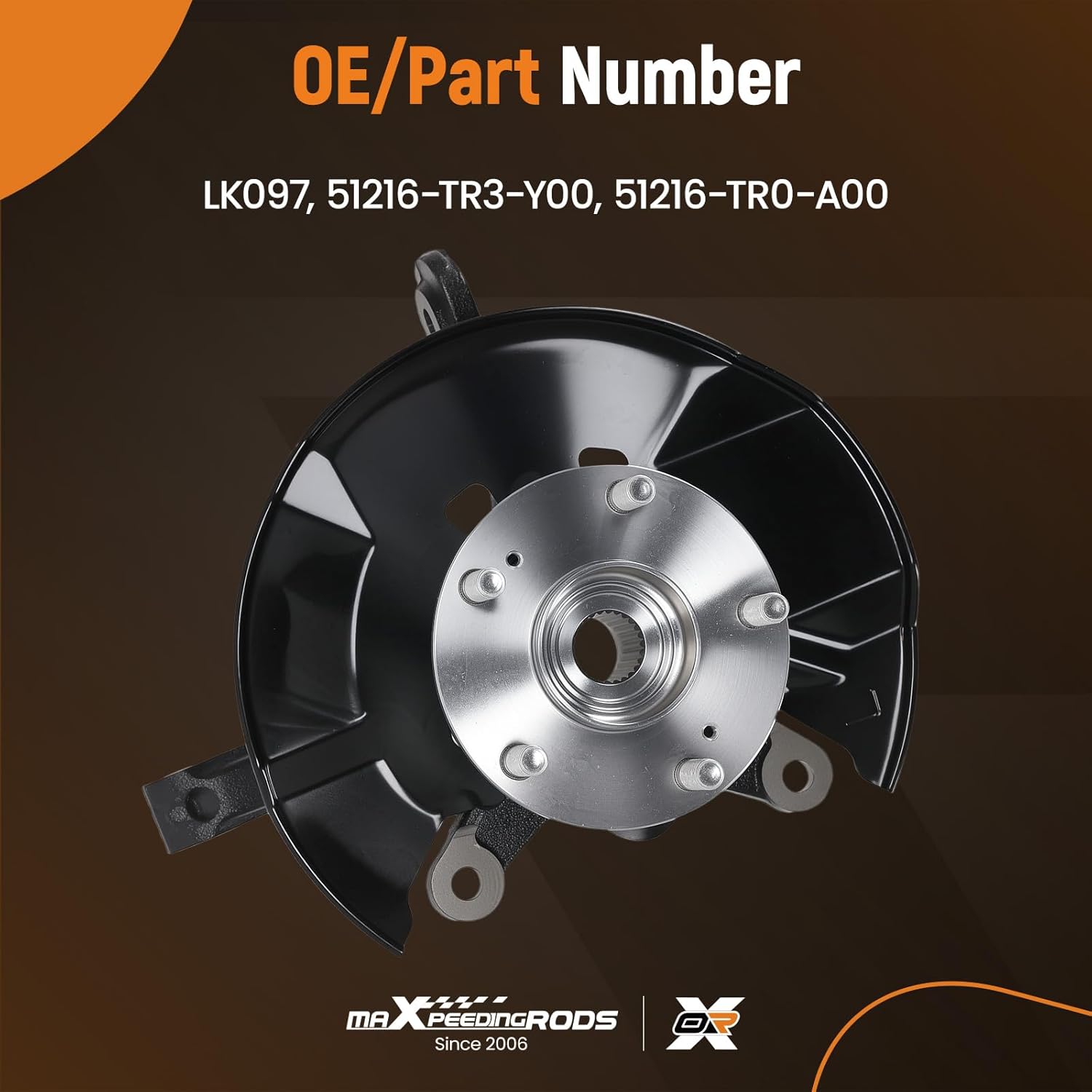maXpeedingrods Front Left Steering Knuckle & Wheel Hub Bearing Assembly Fit for Honda Civic 2012 1.5L L4 Engine, 2012-2015 1.8L L4 Engine, #51216-TR3-Y00, LK097