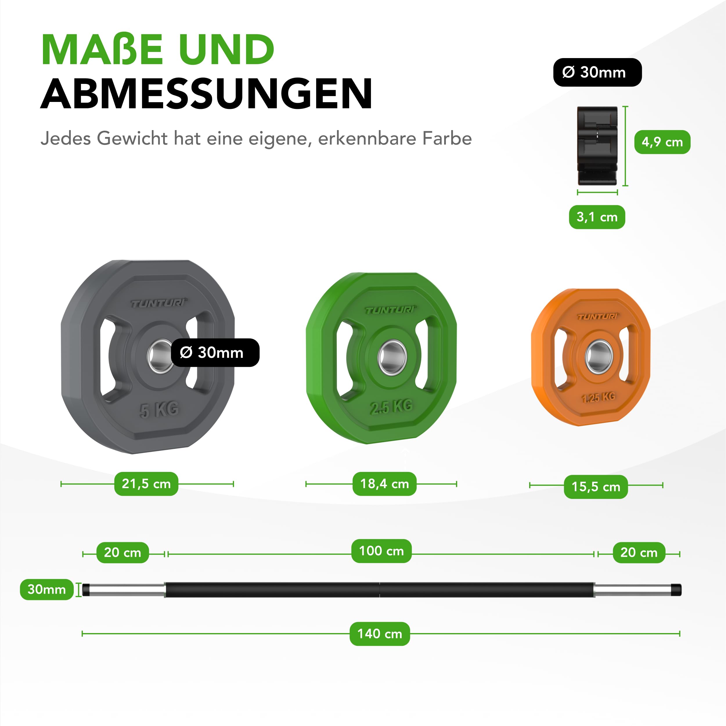 Tunturi Aerobic Pump Gewichteset 20kg Hantelset mit 6 Scheiben Hantelstange Gummibeschichtung