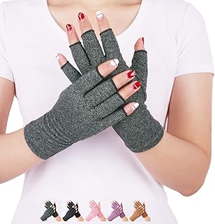 DISUPPO Arthritis Compression Gloves Relieve Pain from Rheumatoid, RSI,Carpal Tunnel, Hand Gloves Fingerless for Computer Typing and Dailywork, Support for Hands and Joints (M, Grey)