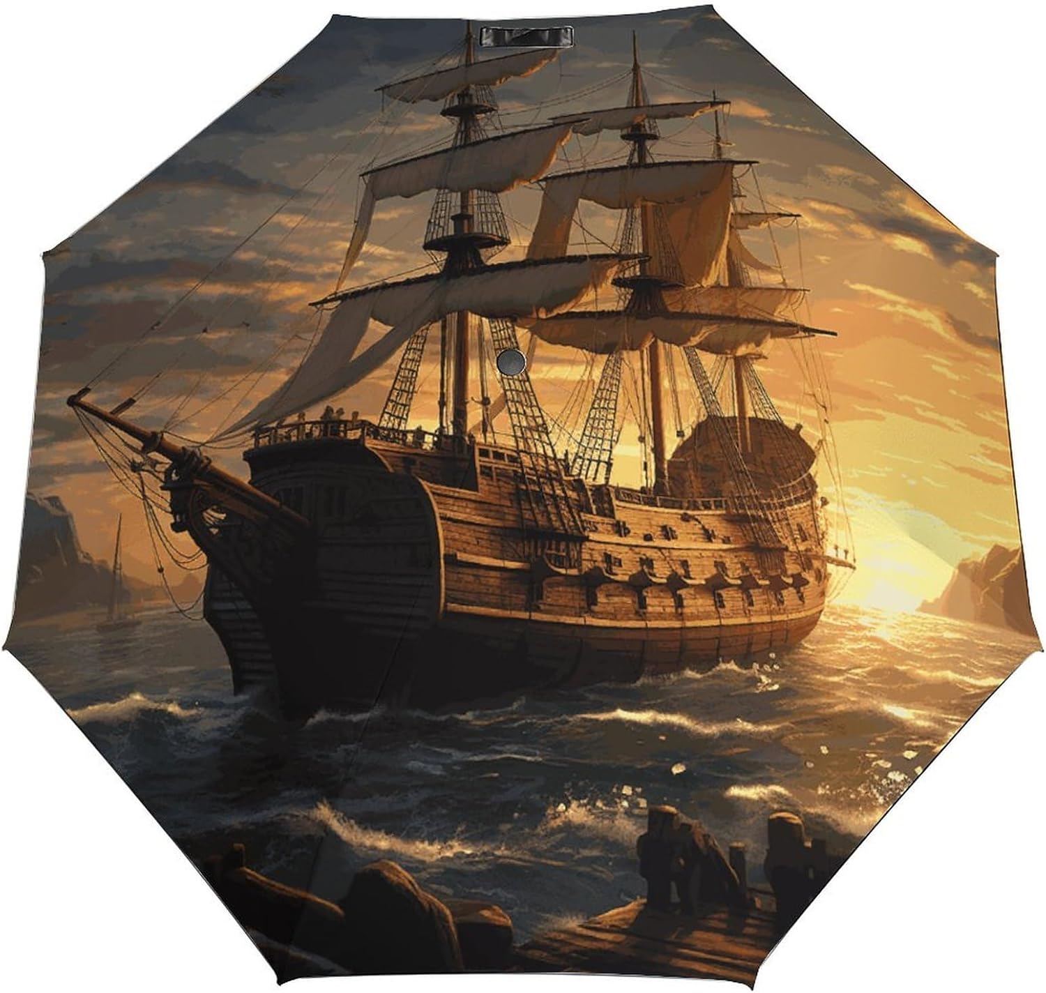 Windproof Travel Umbrella Fantasy Pirate Ship Folding Small Sun Umbrella Lightweight Small And Compact Suit for Pocket