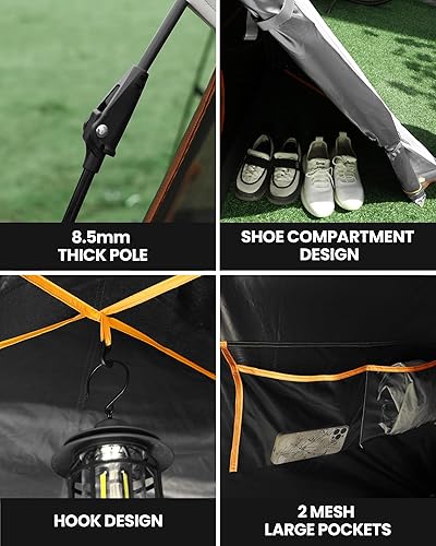 Miniatura 6 de OutdoorMaster Tienda de campaña para 2 personas, toldo ligero para mochileros, resistente al agua y a la intemperie, cabaña al aire libre de doble