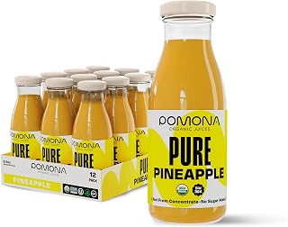 Pomona Organic Pure Pineapple Juice 8.4oz Bottles (12 Pack) - Cold Pressed, No Sugar Added, Non-GMO, Kosher, Gluten-Free