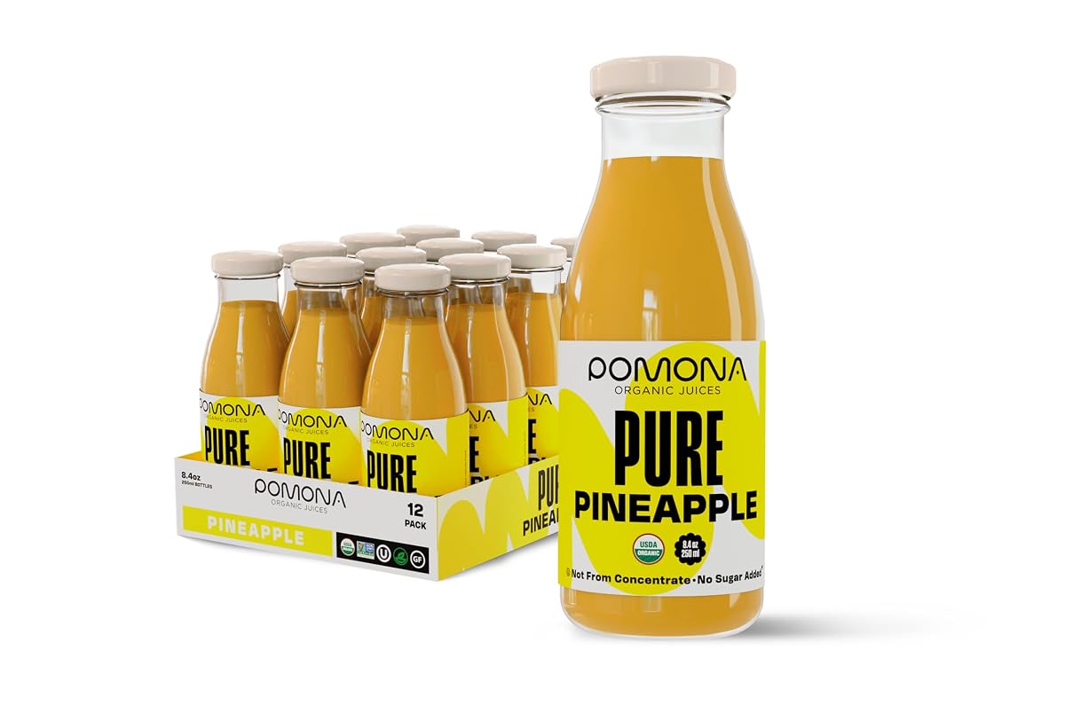 Pomona Organic Juices Pure Pineapple Juice 8.4 Ounce Bottle