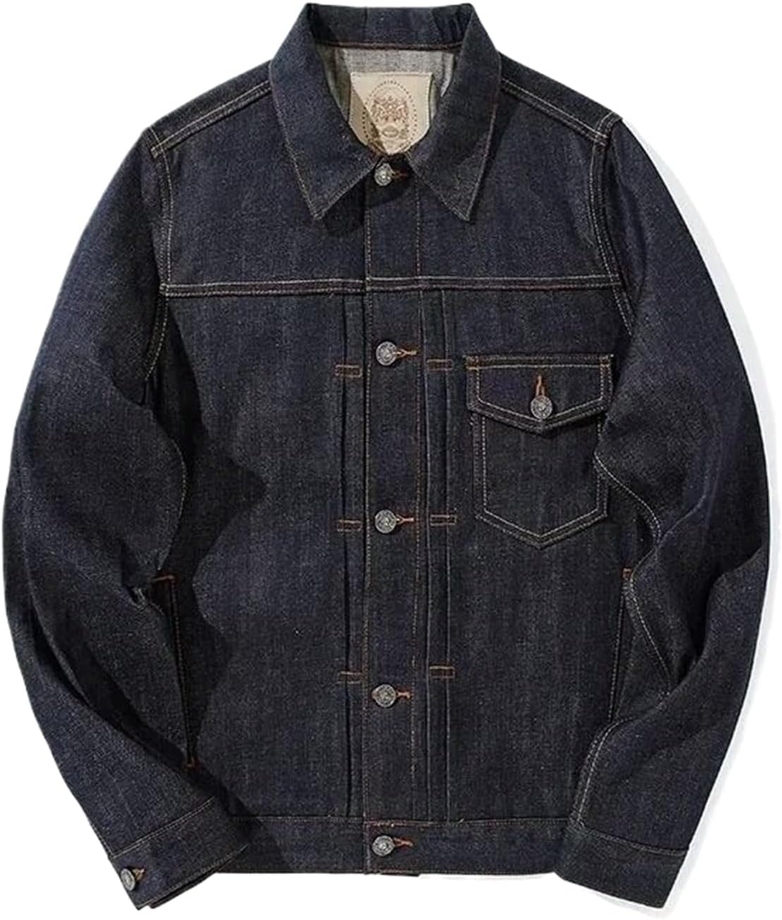 Men Denim Jacket Japanese Retro Work Casual Coats Long Sleeve Lapel Outerwear Cardigan Tops