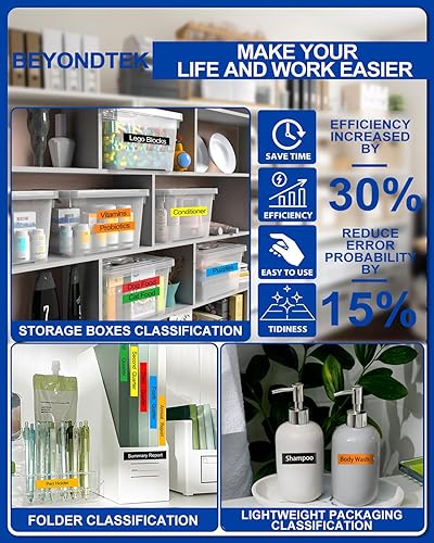 Miniatura 6 de BEYONDTEK Trabajo para PT-H110 PT-D200 PT-D210 PT-D220 Compatible con Brother Label Maker Tape 0.472 in 0.47 Laminado Coloreado para Brother P Touch