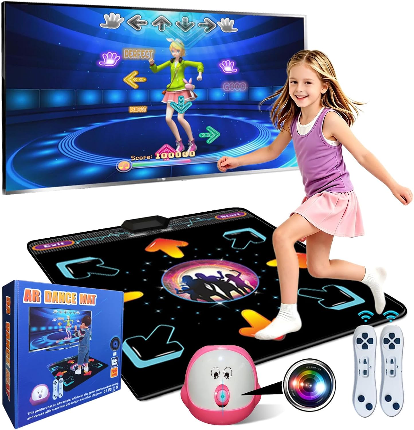 YRPRSODF Dance Mat for Kids and Adults,Electronic Dance Mats for TV,Musical Dance Game Mat for Girls Boys with AR Camera,Birthday/Christmas Day Gifts for Kids Adults