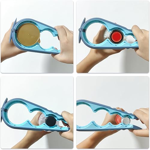 Miniatura 4 de MAEXUS Kit de abridor de tarros 4 en 1 para personas mayores con artritis, juego de abrelatas de botellas multifunción 5 en 1, abridor de tarros