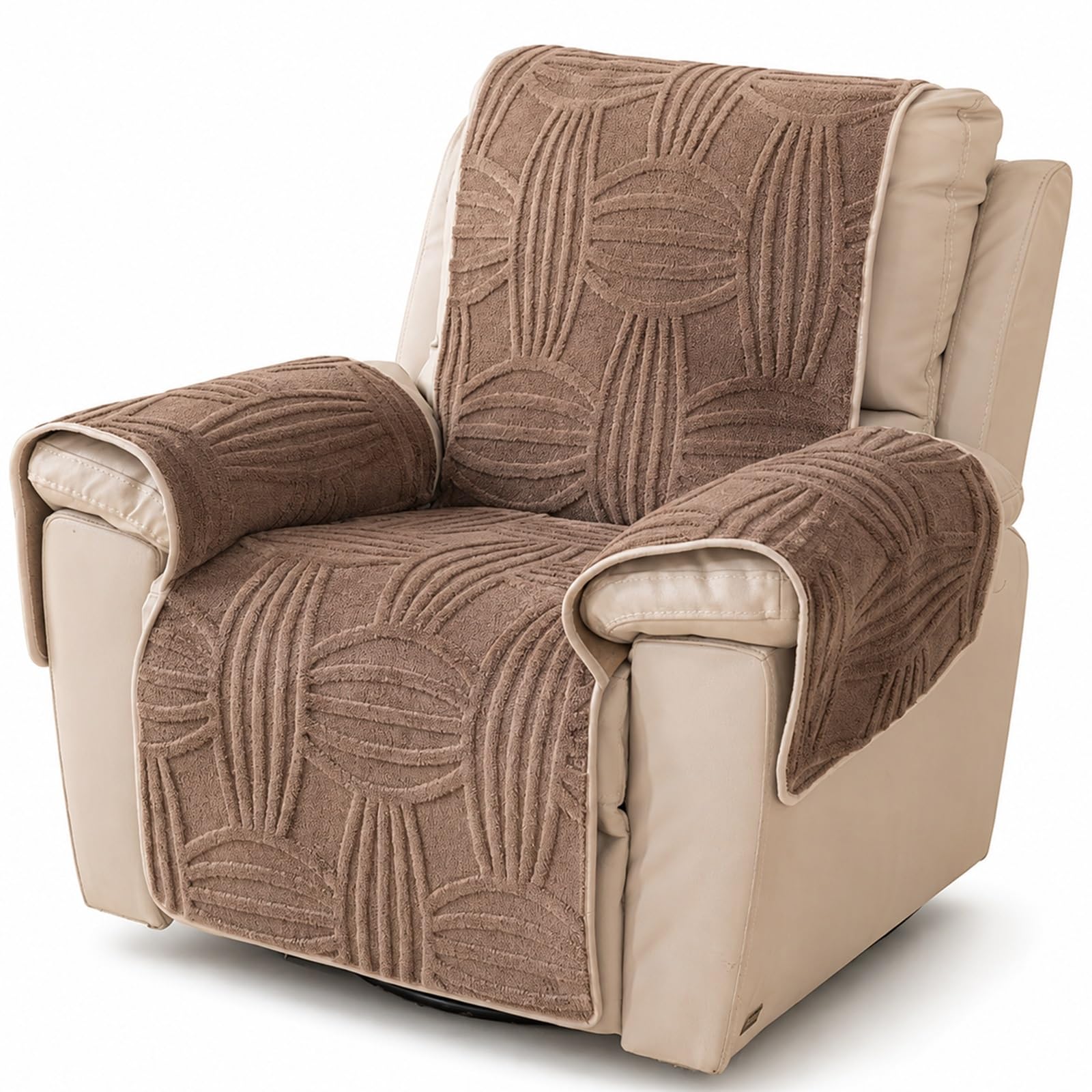 GZGLZDQ Recliner Chair Cover Non-slip, Armchair Cover Pet-safe Washable, Recliner Sofa Covers in Short Plush, Breathable Armchair Cover for Single Chairs Recliners Armchairs(D-light chestnut)