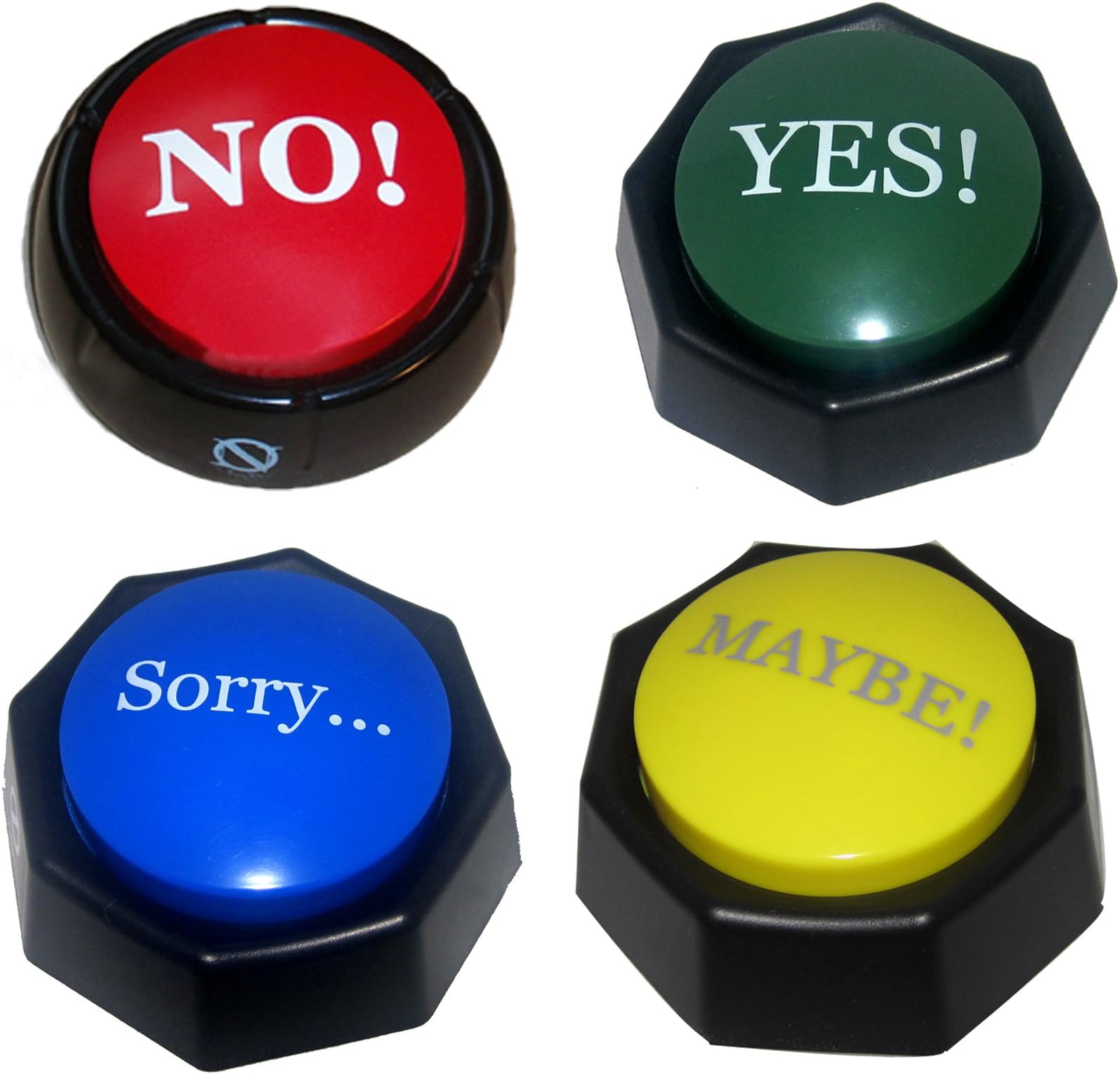 Zany Toys 4 Button Bundle. The YES, NO, SORRY and MAYBE Talking Buttons