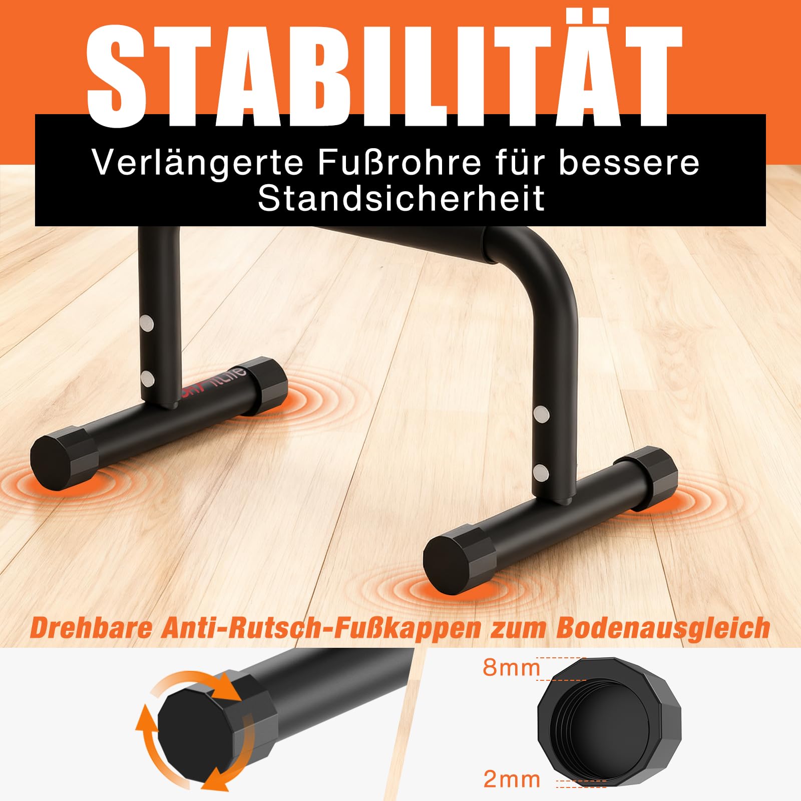 DH FitLife Verstellbare Bars (30-35cm) für Calisthenics | 2 Stufige Liegestützgriffe & Parallettes | 200kg Calisthenics Push Up Bars | Dip Stange für Fitness & Sport | Indoor&Outdoor