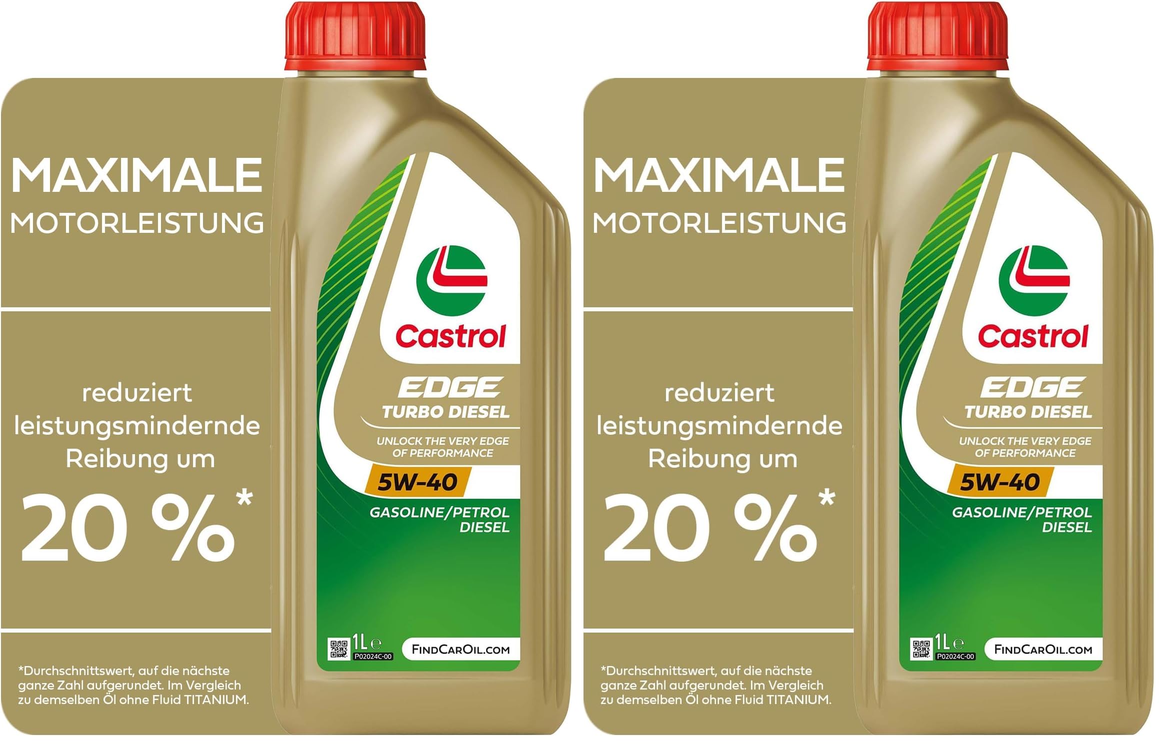 Castrol EDGE TURBO DIESEL 5W-40 Olio Motore, 1L (Confezione da 2)