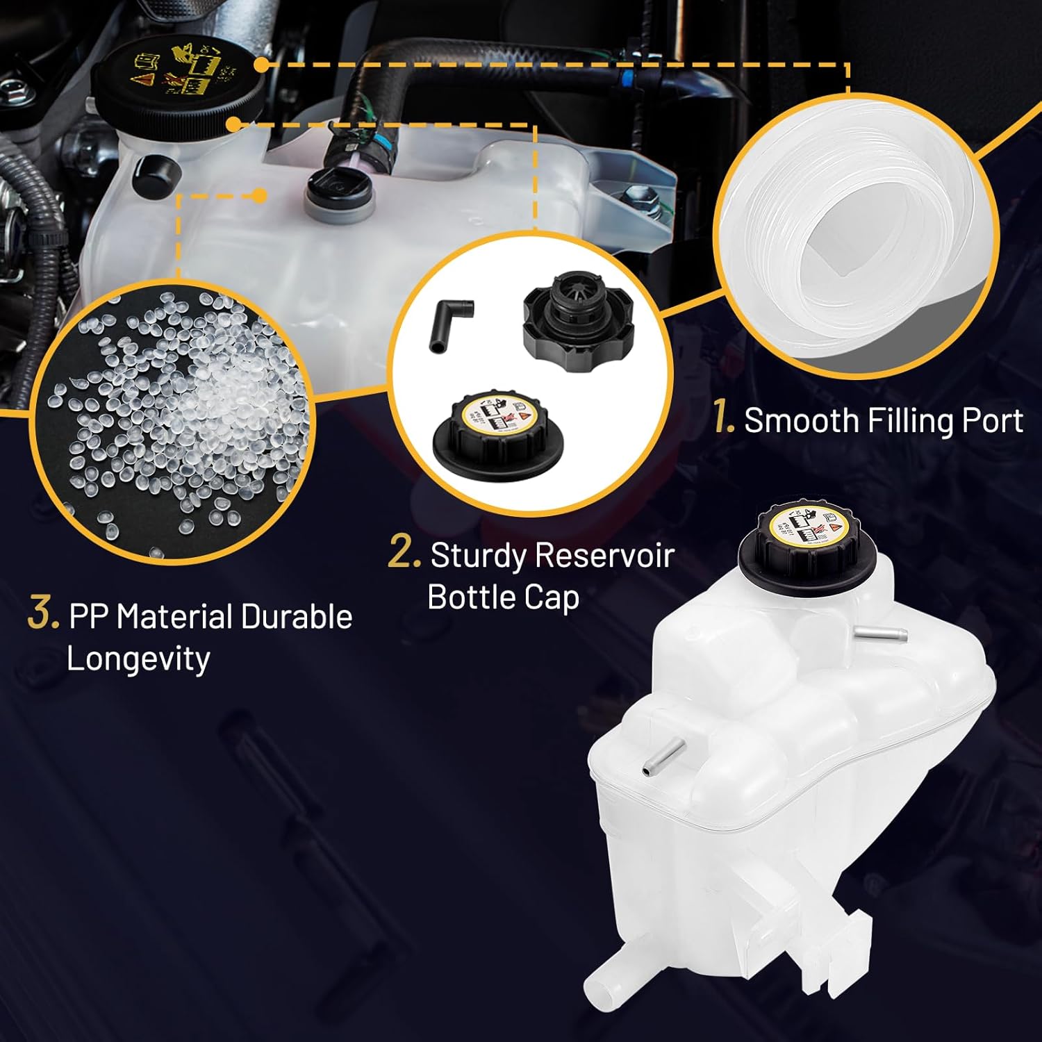 Engine Coolant Reservoir Tank 603-203 Compatible with Mercury Sable 2000-2005 3.0L V6 Taurus 2000-2007 Replace FRT1501C SK603203 1F1Z8A080AA F6DZ8100A Coolant Expansion Reservoir Overflow Tank