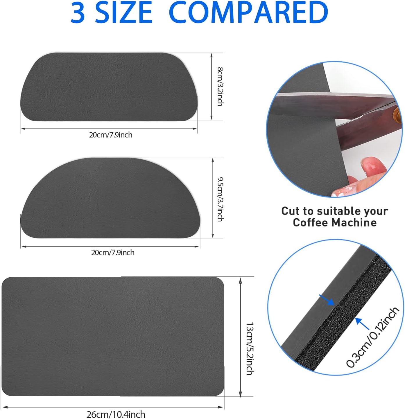 Refrigerator Drip Tray,Cuttable Fast Absorbent Drip Tray, Refrigerator Drip Catcher Hide Stain,Mini Fridge Drip Tray For Refrigerator Water Dispenser,Quick Dry Water Drip Pads(4Pcs,Grey,Semi-Circular)