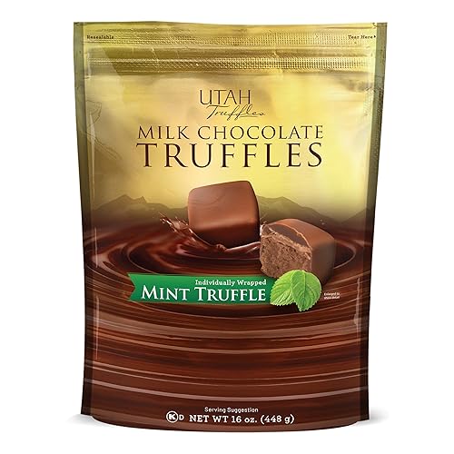 Utah Truffles Trufas de chocolate con menta, trufas de chocolate con leche y menta, centro cremoso de tamaño de bocado, bolsa resellable de 16 onzas