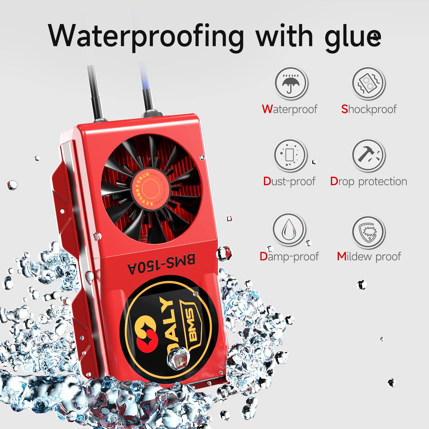 DALY Smart BMS LiFePo4 8S 24V 150A con ventola di raffreddamento, modulo Bluetooth per app di monitoraggio dei dati visibili, comunicazione UART per batteria al litio da 3,2 V nominale bms 24v