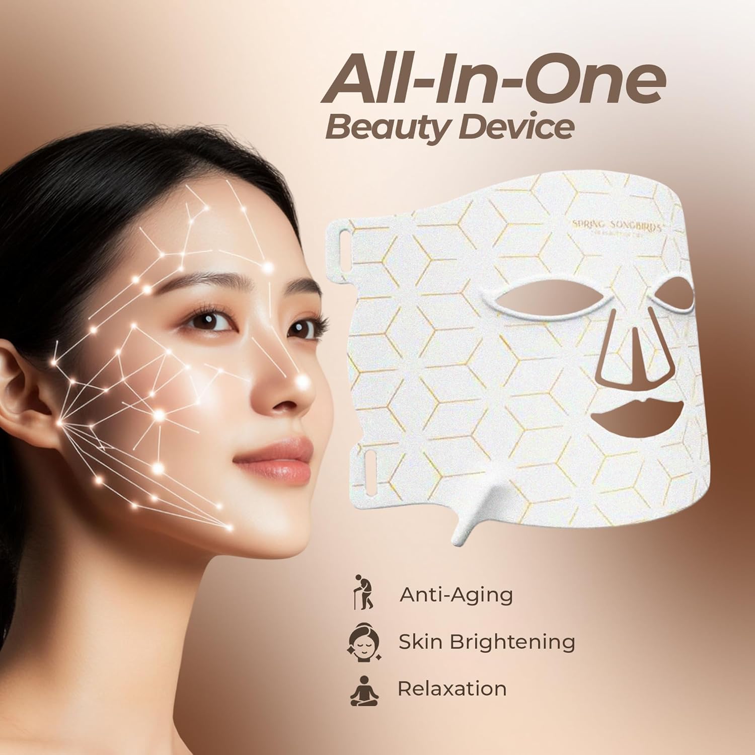 Anti-Aging Face Mask, Therapy Face Mask with 8-Color Light, Mask for Face with Eye Massager Set, Skin Radiance & Smooth Fine Lines, Spa-Quality Beauty Gift for Women & Men