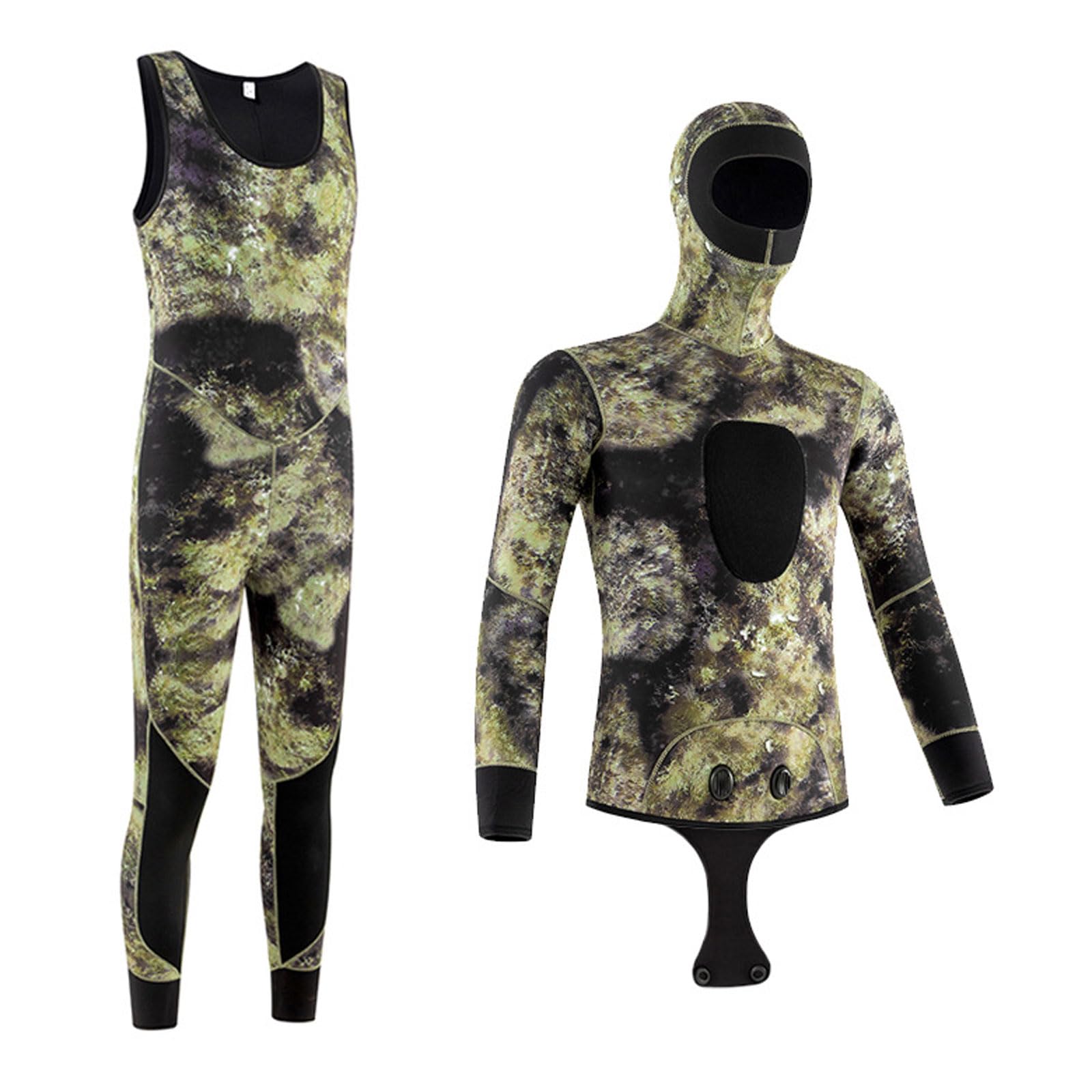 Muta Da Uomo e Donne a Maniche Lunghe, Due Pezzi in Neoprene 3mm per Pesca Sub, Apnea, Snorkeling, Surf, Canoa, Immersioni Subacquee - Giacca e Pantalone Completi