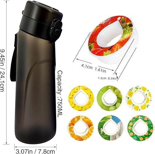 Miniatura 2 de Botella de agua de aire con 7 cápsulas de sabor, juego de iniciación de botella de agua potable de aire de 22.1 onzas fluidas con cápsulas de sabor,