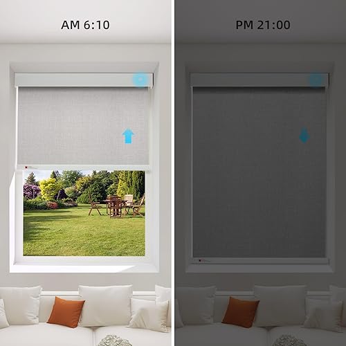 Miniatura 3 de ZSTARR Persiana inteligente motorizada para ventana, persiana enrollable opaca automática compatible con control remoto, seguridad infantil, batería
