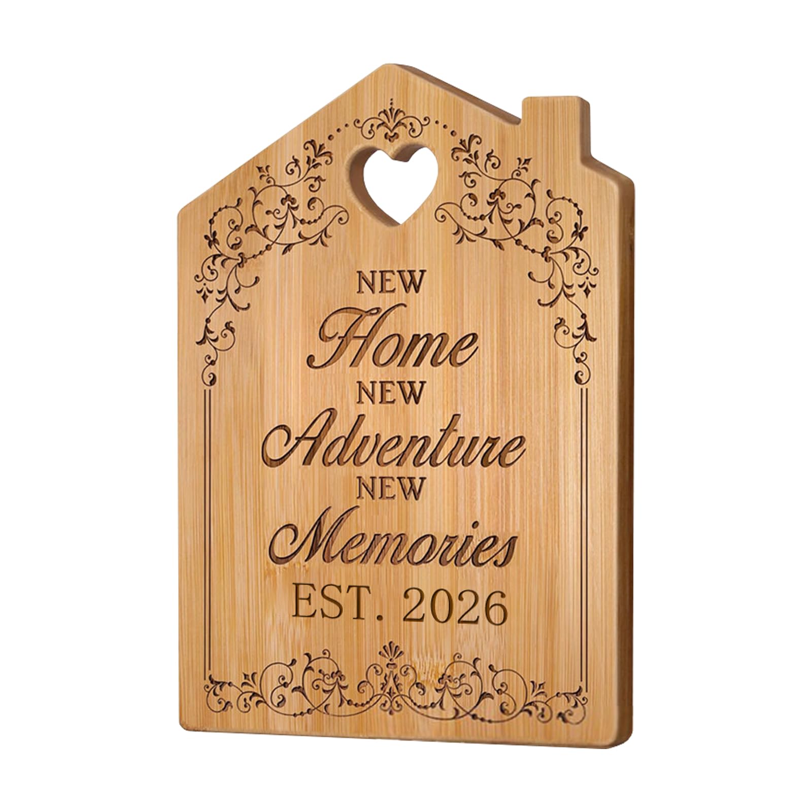 LUYIEDHA New Home Gifts, Bamboo Cutting Board, House-Shaped Bamboo Cutting Board for Couple, Family, Friends, Unique Housewarming Gifts for New Home (Wood Color A)