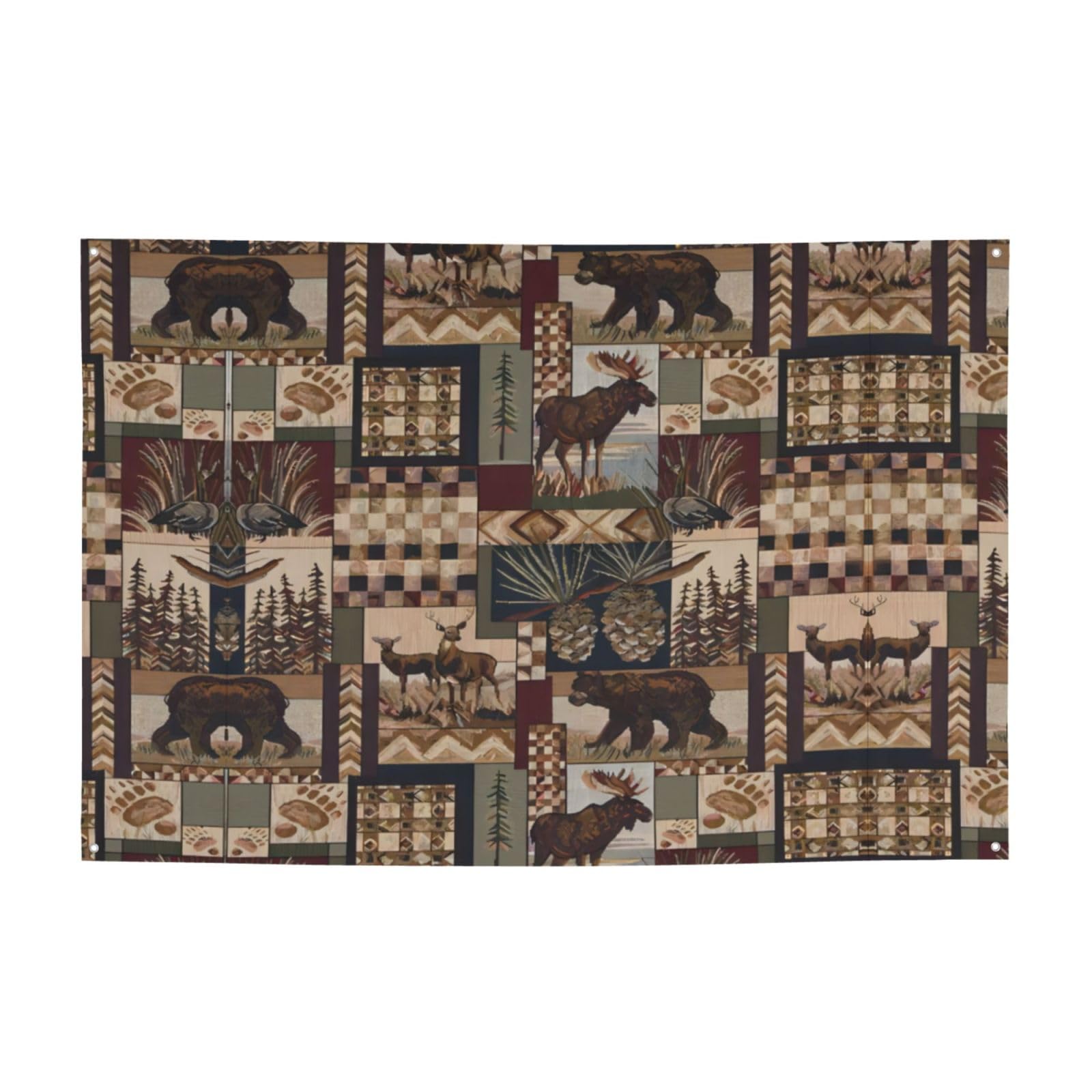 Drapeaux imprimés Lodge Bear Deer suspendus pour décoration de maison