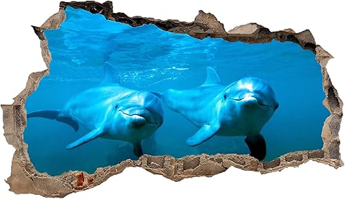 Calcomanía 3D destrozada, vinilo extraíble de delfín, adhesivo decorativo para despegar y pegar, decoración de pared de la vida marina para niñas,