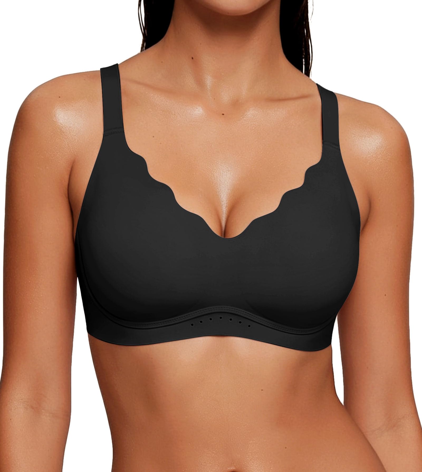 As Fairy Wireless Bras for Women Jelly Push Up Scalloped T-Shirt Bra