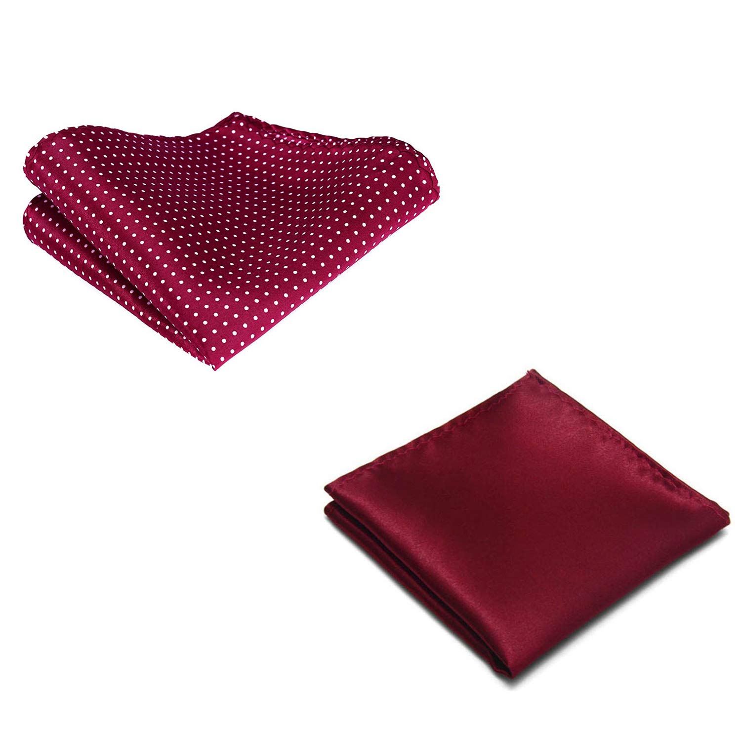 style along Maroon Polka And Maroon Premium Mens Solid Micro Fiber Silk Satin Pocket Square Wedding Handkerchiefs-Pack of 2-picture-43