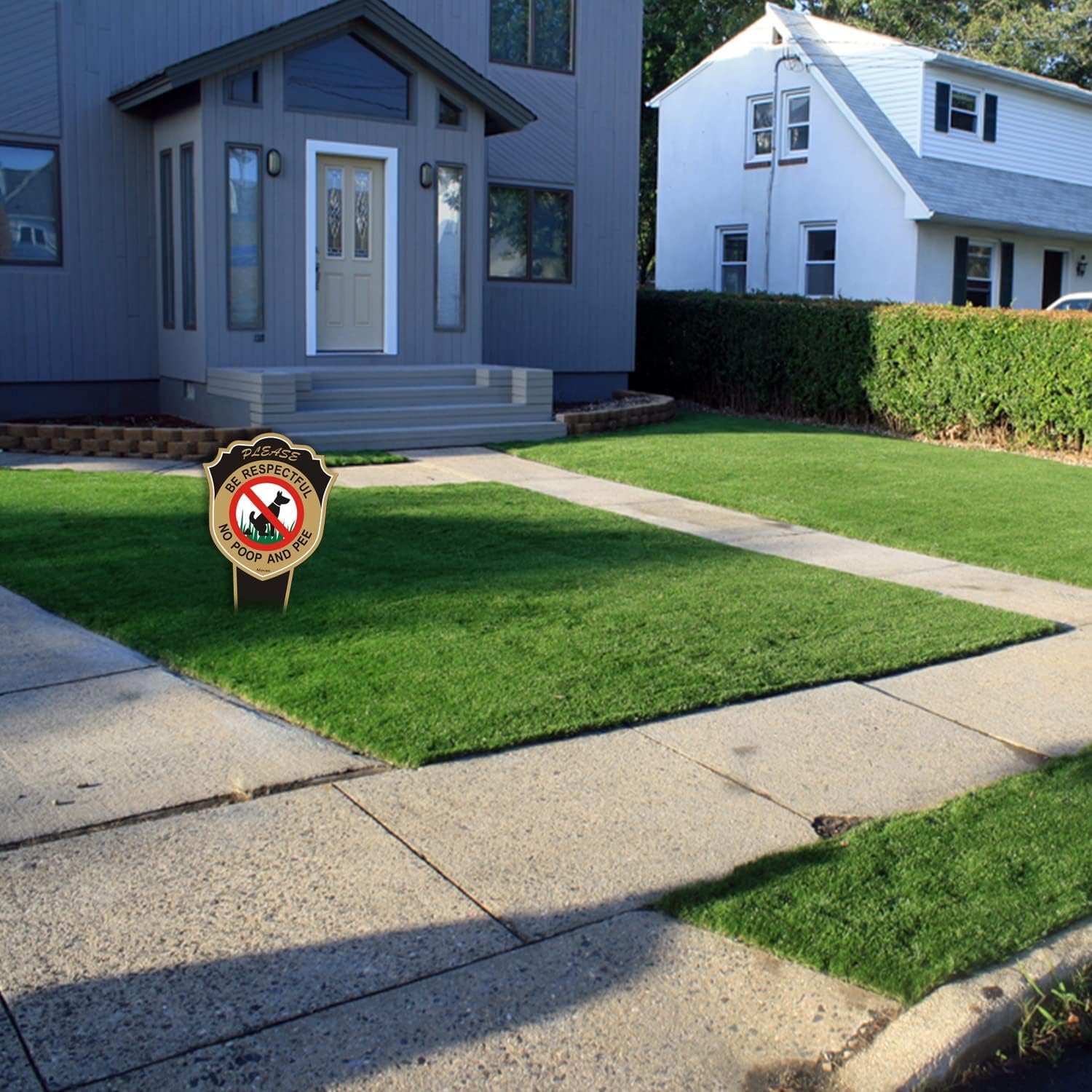 No Peeing No Pooping Dog Sign Double Sided Metal No Dog Poop Sign for Yard with Stake 12"x6" Please Be Respectful Stop Dogs from Pooping Peeing On Your Lawn Yard Sign Protect Your Property small 2 Pack