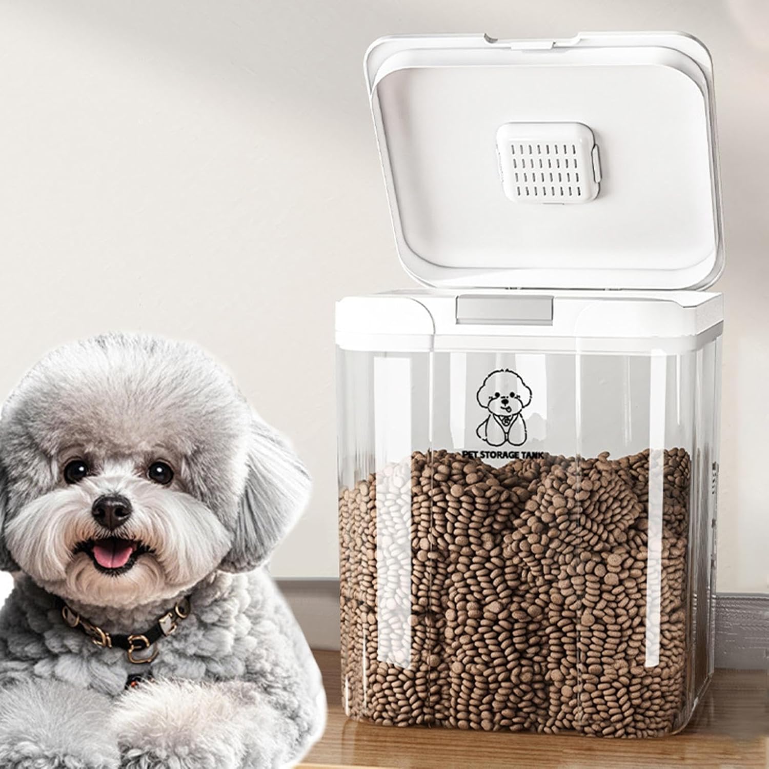 Pet Food Storage Containers - 5L Airtight Leakproof Clear | Dry Cat Food Storage Container | for Animal Treat Snack Cereal Grain Rice Home Kitchen Pantry Cabinet Countertop