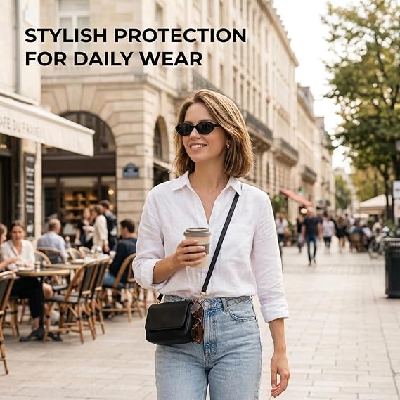 Oval Sunglasses Womens, Classic Black Frame with Grey Lenses and Leopard Print Frame with Brown Lenses, Two Pairs of Small Frame Oval Sunglasses for Everyday Wear and Fashionable Outfits, Durable and