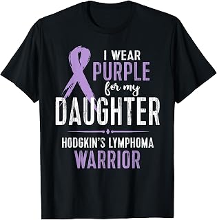 Hodgkins Lymphoma Shirts by Bright&Bold Women's Hodgkin's Lymphoma Awareness T-Shirt I Wear Purple For My Daughter Warrior Tee Black Small Classic Fit Crew Collar Short Sleeve Modern Casual T-Shirt