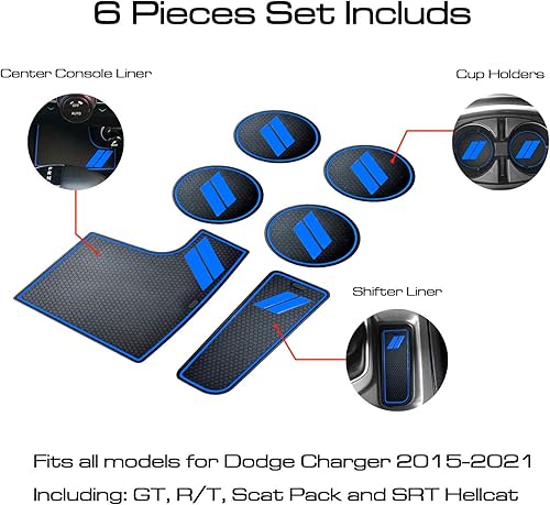 Miniatura 4 de HAMSAM - Alfombrillas antipolvo para Dodge Charger 2015, 2016, 2017, 2018, 2019 y 2020, accesorios personalizados para posavasos