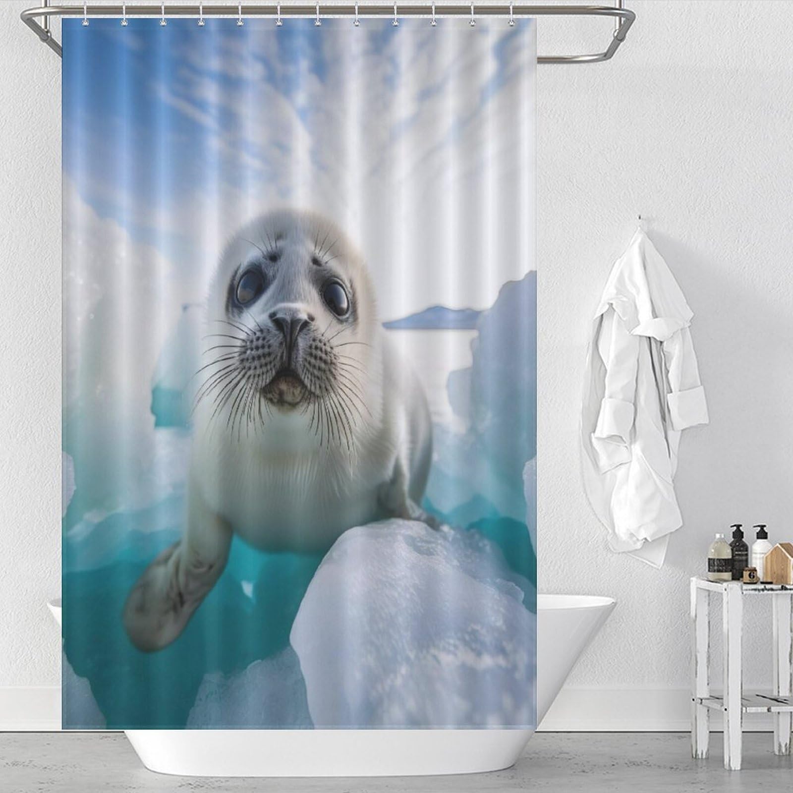 Rideau de douche anti éclaboussures pour baignoire en tissu 122x183